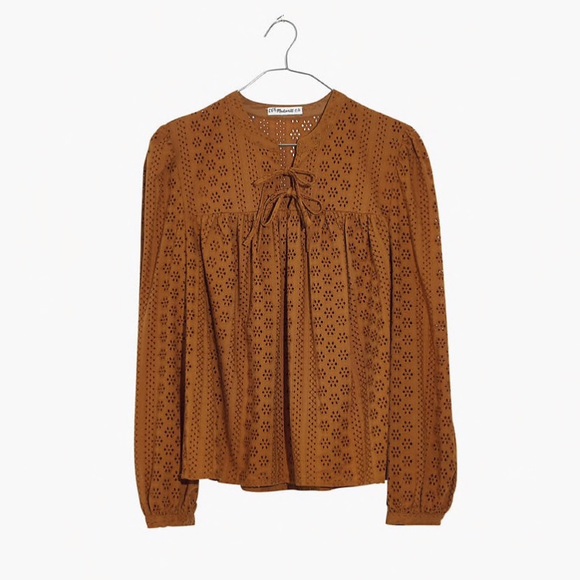 Madewell Tops - NWT Madewell Eyelet Double Tie Peasant Top